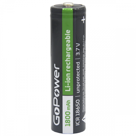 GOPOWER 18650 1800mAh без защиты выс.конт. BL1 